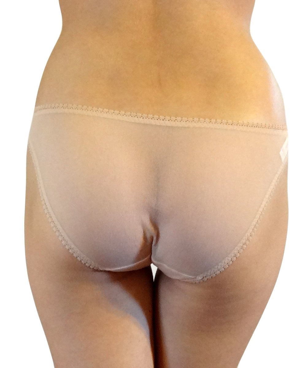 OnGossamer Women's Solid Gossamer Mesh Hip Bikini 3202 Champagne Bikini LG (US 12-14)