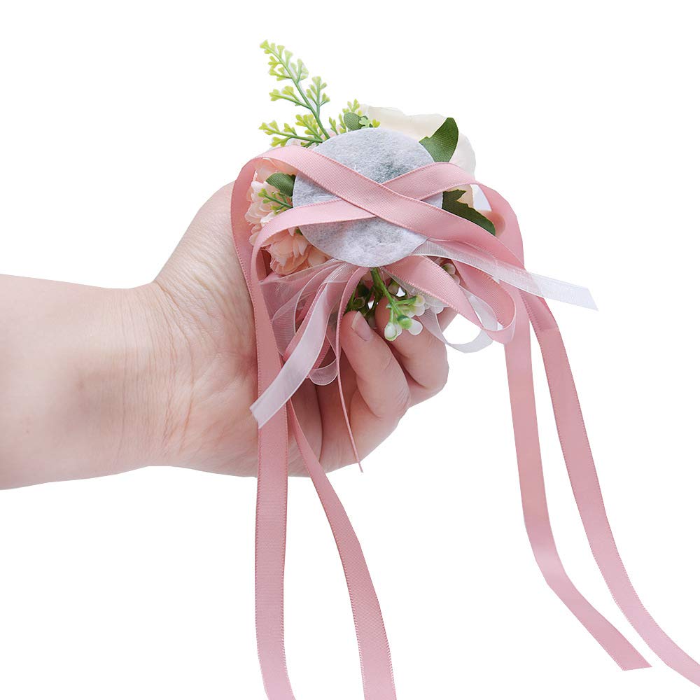 ARTFLWS 2 STK Roseblomst Håndled Corsage Boutonniere Sæt Håndlavet Kunstig Corsage Sæt Brud Hånd Blomst Mænd Boutonniere til Bryllupsfest Prom Dekorationer (Rød)…