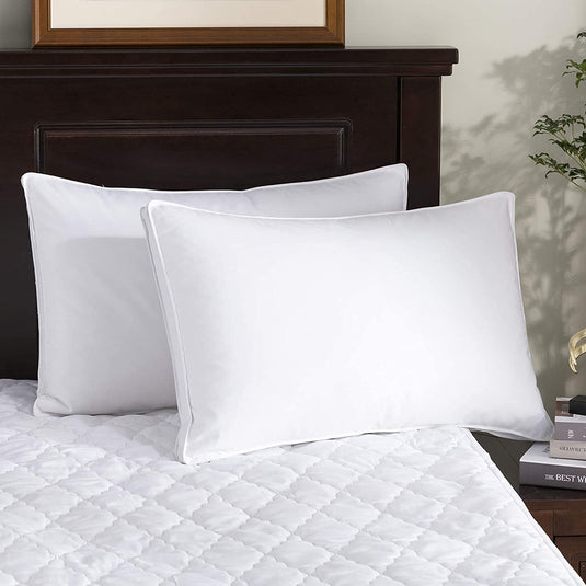 puredown® Goose Feathers and Down White Pillows with 100% Cotton Cover, Bed Sleeping Hotel Collection Pillows Set of 2, Standard Size