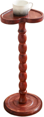 24" Tall Solid Wood Round Side Table – Coffee Table & Plant Stand 2-in-1 with Non-Slip Pads – Farmhouse Living Room/Patio Use (Red)