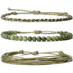 Handmade Natural Stone Beaded Healing Bracelet Gift for Men Adjustable Rope String Bracelet (Lava Rock, Adjustable)