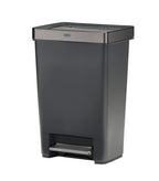 Rubbermaid Premier Series III Step-On Trash Can for Home and Kitchen, with Stainless Steel Rim, 12.4 Gallon, Charcoal, for Home/Kitchen/Garage/Apartment/Office
