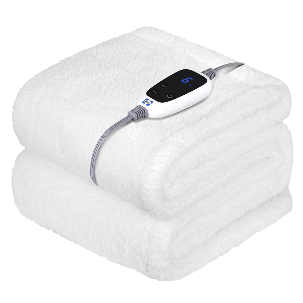 SEALY Electric Blanket Heated Throw 50"x60" Soft Double Sherpa Super Cozy with 6 Fast Heating Levels & 2-10 Hours Auto-Off, Over-Heat Protection, Machine Washable, Charcoal