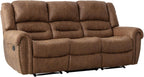 Faux Leather Reclining Sofa, 3 Seater Recliner Sofa Chair, Manual Reclining Couch Set for Living Room, Home Furniture Set, for Meeting Room, Brown (3 Seat Sofa)