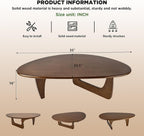 Modern Triangle Coffee Table: Unique Funky Soild Wood Coffee Tables for Living Room, Wooden Oval Mid-Century Modern Abstract Tea Tables for Patio Office Balcony Walnut 35" L x 24" W x 16" H