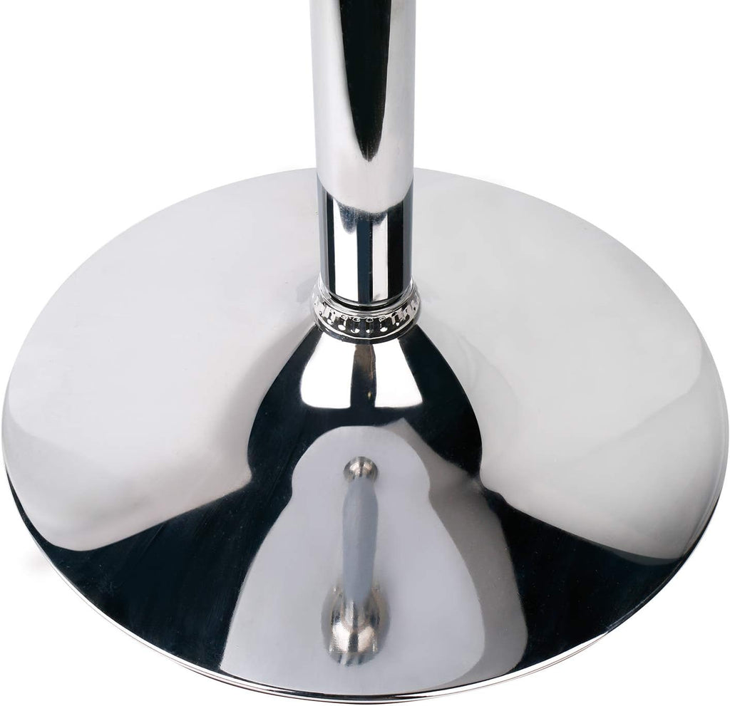 Leopard MDF Round Top Not Adjustable (41 INCHES Height) Bar Table, Pub Table with Silver Leg and Base (White)