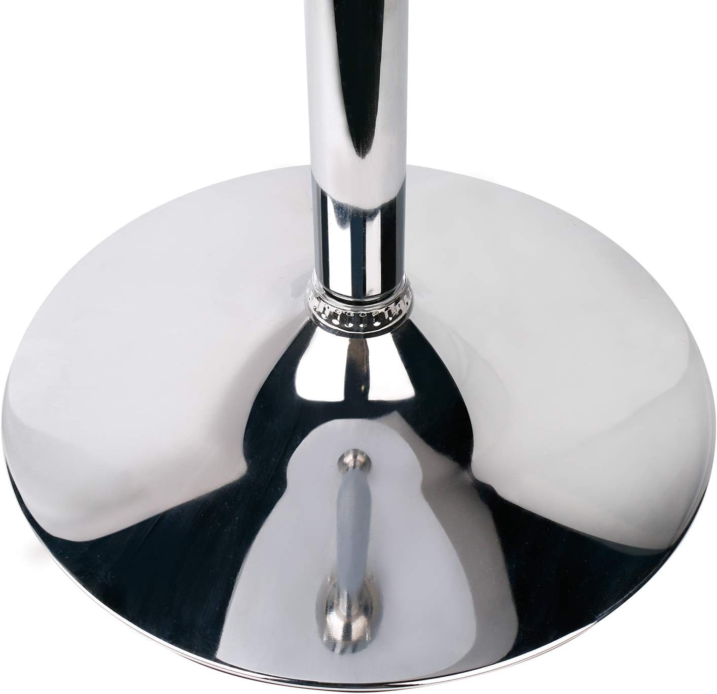 Leopard MDF Round Top Not Adjustable (41 INCHES Height) Bar Table, Pub Table with Silver Leg and Base (White)