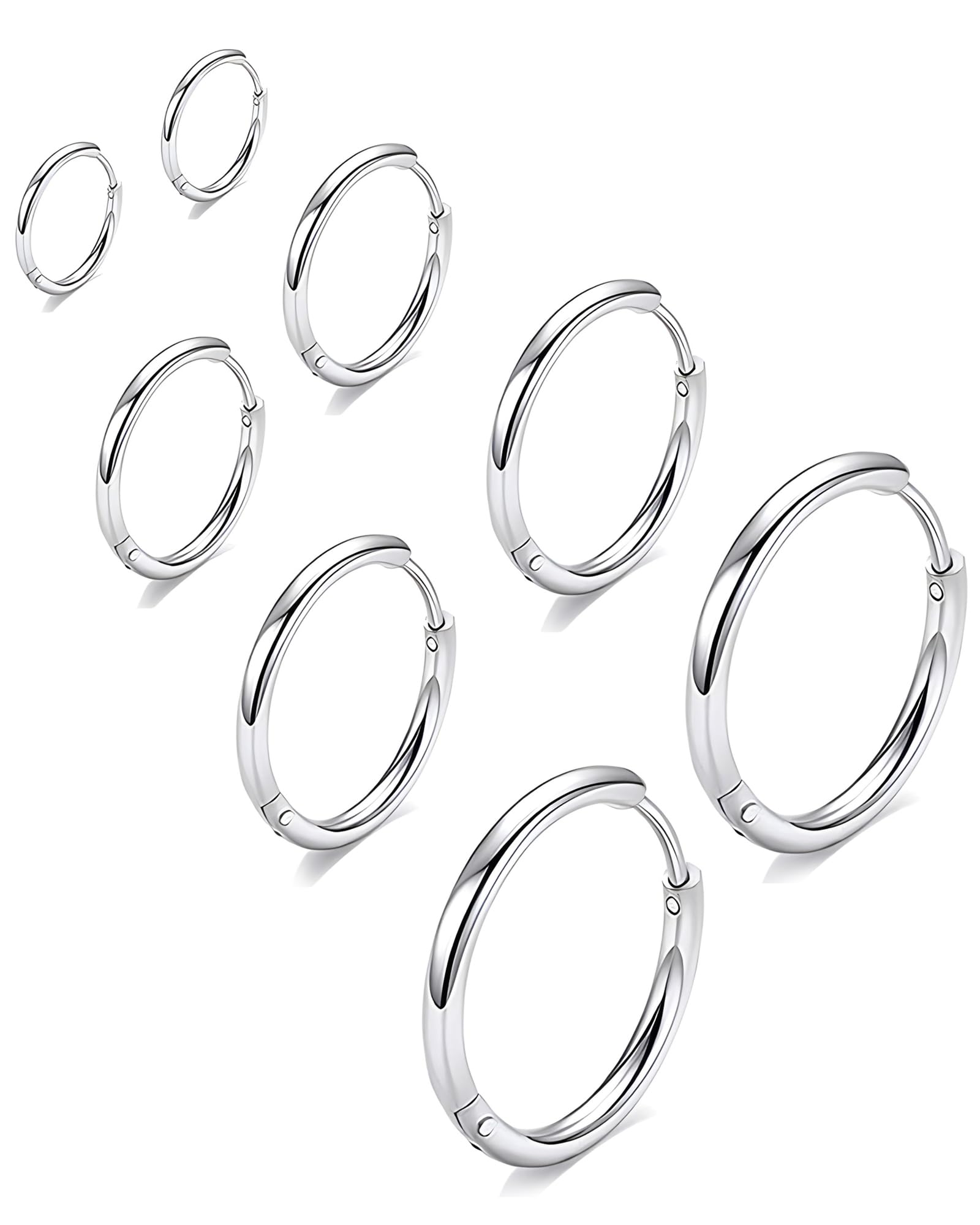 316L Surgical Stainless Steel Huggie Hoop Earrings 6mm 8mm 10mm 11mm 12mm 14mm Hypoallergenic Earrings Hoop Cartilage Helix Lobes Hinged Sleeper Earrings For Men Women