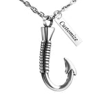 abooxiu Fishing Hook Urn Necklace for Ashes Fish Hook Stainless Steel Cremation Jewelry Memorial Pendant Keepsake for Men