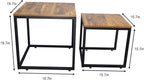 DIMAR GARDEN 2 Set Wood Nesting Coffee Tables,Side Table for Living Room,Steel Frame