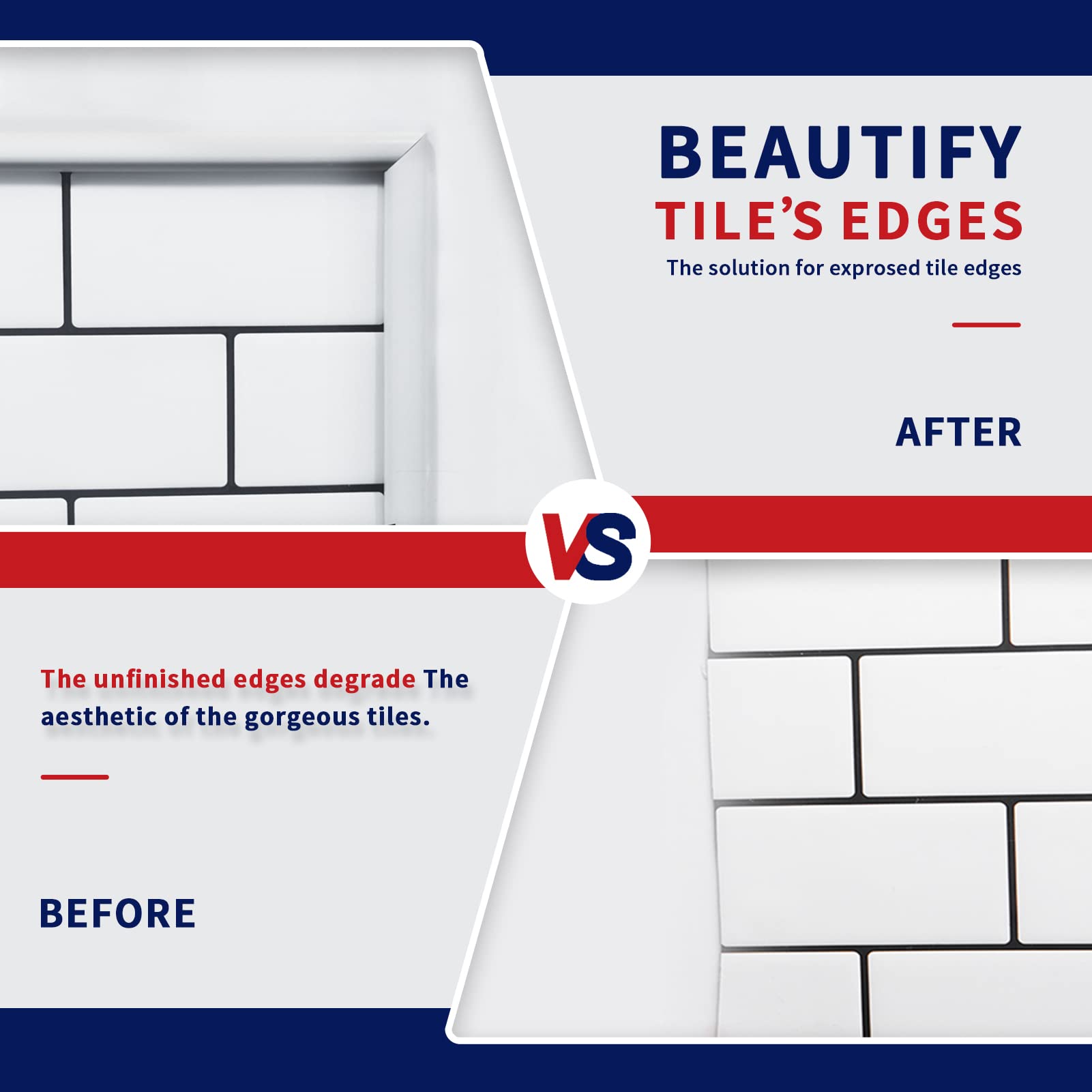 Art3dwallpanels 10 Ft Esnek Yapışkanlı Kenar Menteşesi, Backsplash Fayans Kenarı için, Köşe Dekoru için Kendinden Yapışkanlı Duvar Kenarı, 120x0.47x0.2 İnç Beyaz