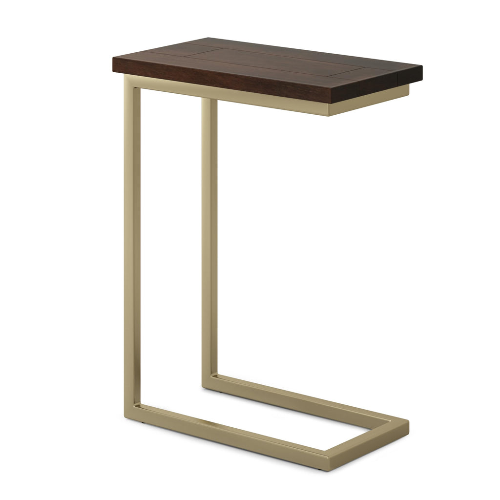 SIMPLIHOME Skyler 18-inch Wide Metal Table in White/Gold, C-Shaped Industrial-Style Side Table with Genuine Marble Top for Living Room, Bedroom, or Home Office