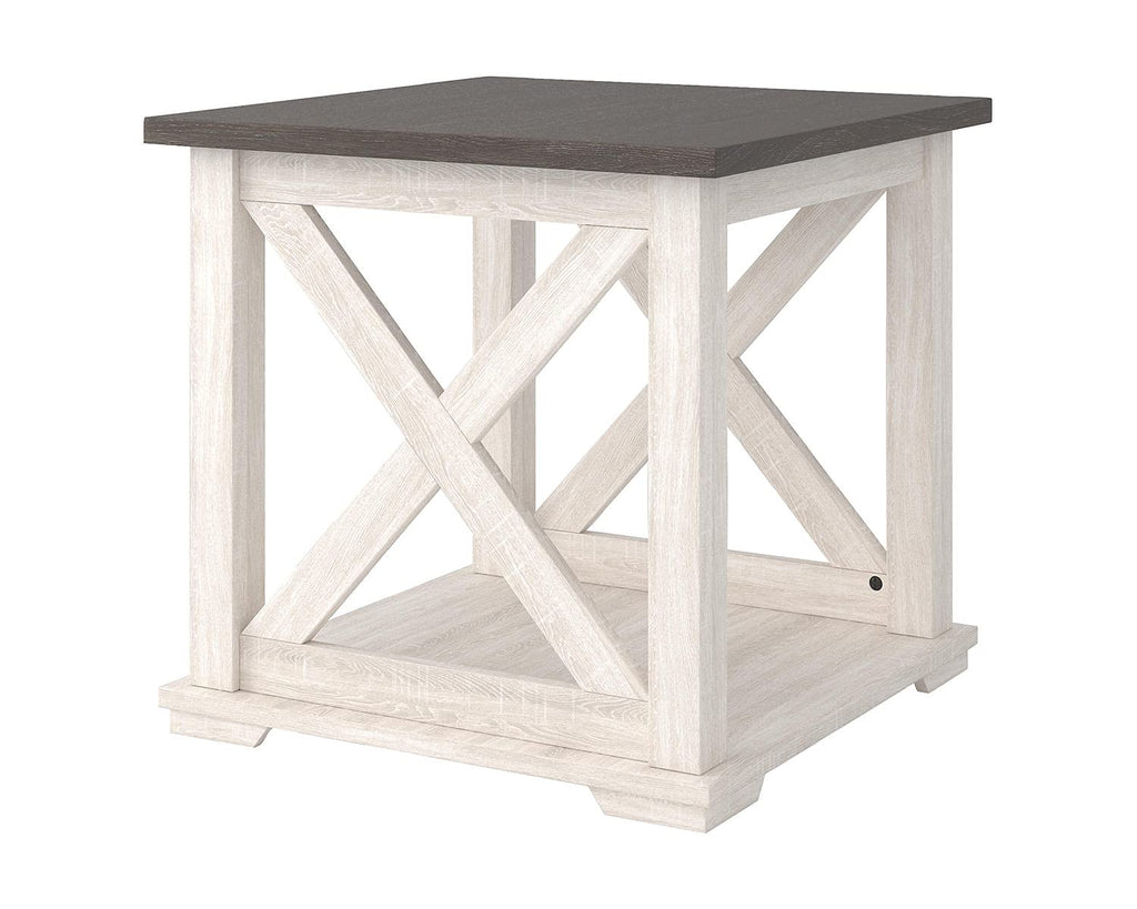Signature Design by Ashley Carynhurst Rustic Farmhouse End Table, Whitewash