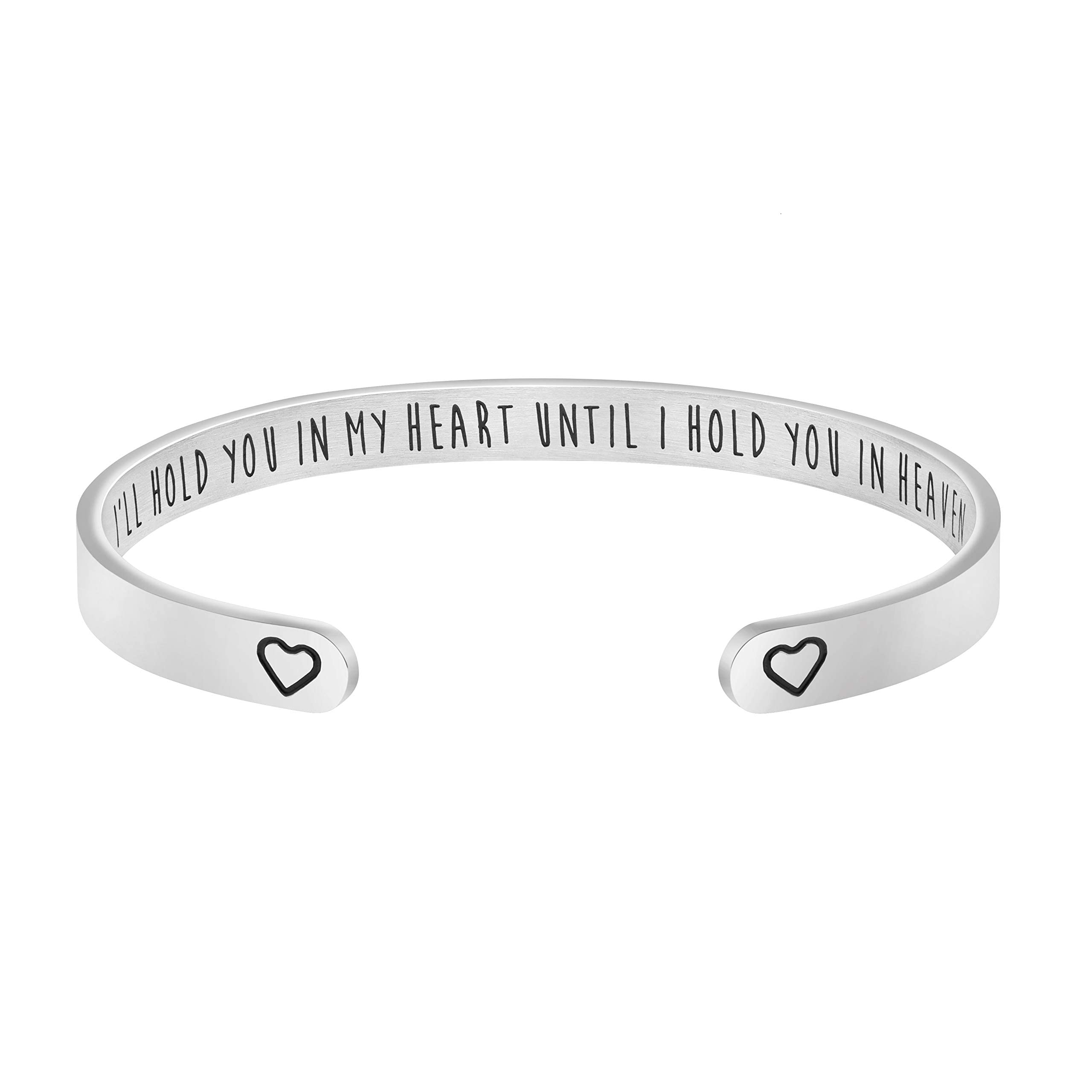 JoycuFF Memorial Gifts for Loss of Mom Dad in Memory of Jewelry Sympathy Bracelet Bereavement Cuff Secret Message Engraved Grief Gifts for Women