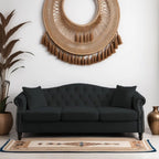 79" Chesterfield Velvet 3-Seater Sofa for Living Room,Tufted Couch with Rolled Arms Nailhead and Two Pillows for Living Room, Bedroom