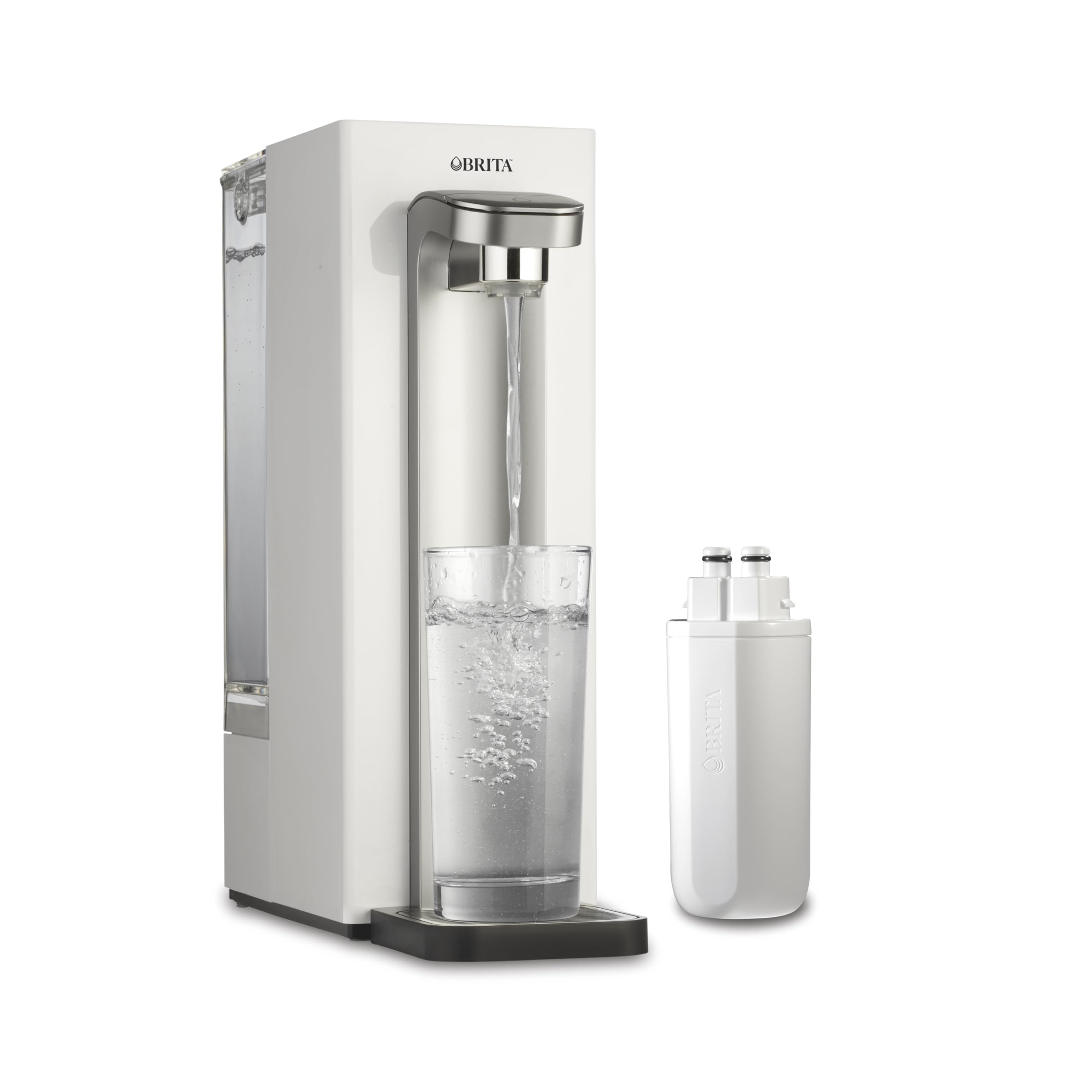 Brita Hub Compact Instant Powerful Countertop Water Filter System, Reduces 70+ Contaminants, 9 Cup Water Reservoir, Includes 6 Month Carbon Block Filter, White, 87344