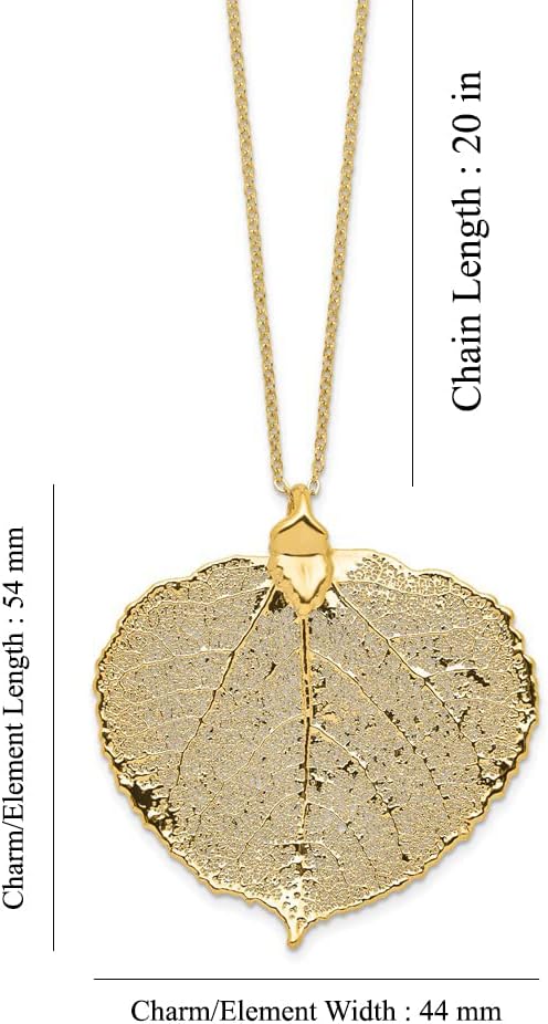 Diamond2Deal 24k Gold Dipped Aspen Leaf with 20 in Gold-tone Necklace