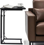 Premium Adjustable C Shaped End Table, Mini Side Tables for Couch and Sofa, Small Coffee Table with Metal Frame, Beautiful and Practical Sidekick for Your Living Room, Bedroom, Bedside, Rustic Black