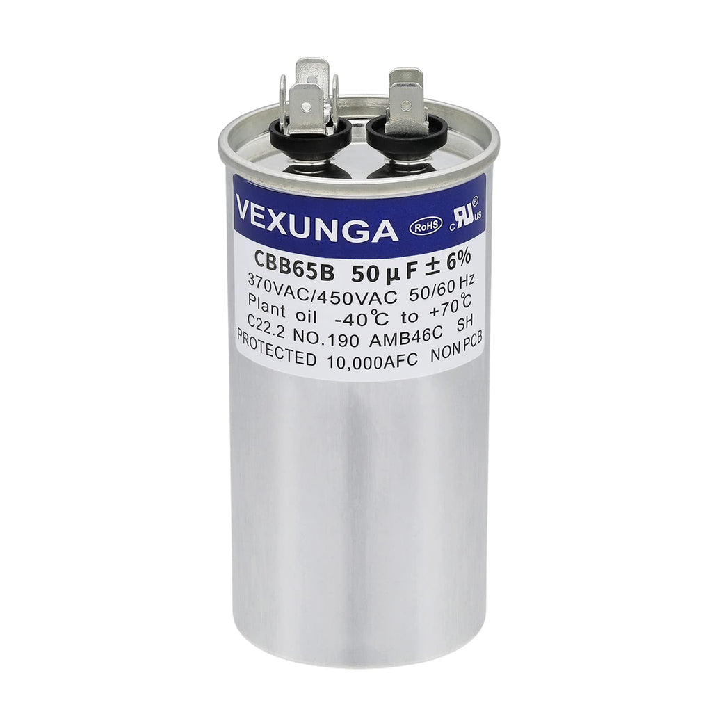 45/5 uF 45+5 MFD 370V or 440V Dual Run Start Round A/C Capacitor 45 5 uF 370 440 Volt VAC CBB65B Air Conditioner Capacitors for AC Unit Fan Motor Start or Heat Pump or Condenser Straight Cool