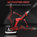 Drywall Sander, 2025 Upgraded 8-Amp Popcorn Ceiling Removal Tool with 7 Variable Speed 800-1800RPM, Drywall Sander with Vacuum Dust Collector with Extendable Handle, LED Light, 12pcs Sanding Discs,Red