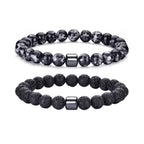 RANKEEF Tiger Eye Bracelet For Men 8MM Natural Stone Stretch Adjustable Black Crystal Beaded Bracelet for Men Women Gifts