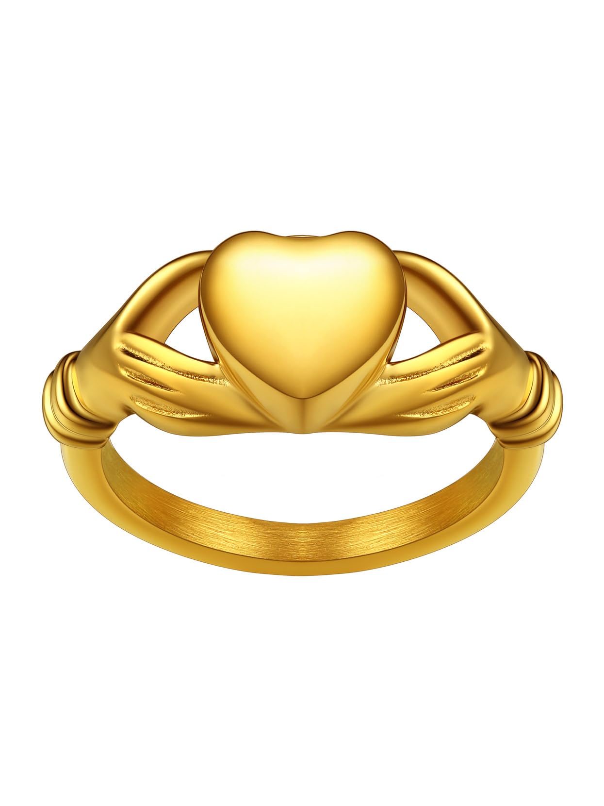 Stainless Steel Heart/Claddagh Cremation Urn Ring for Ashes for Women Waterproof Locket Rings Memorial Jewelry(with Gift Box)