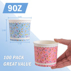 Kubeczki do lodów Lamosi - 100 sztuk - 9 oz jednorazowe papierowe miseczki do lodów sundae, akcesoria imprezowe, pojemniki na jedzenie na deser, przekąskę, mrożony jogurt, zupę
