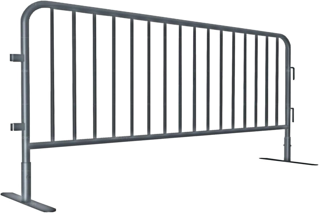 Electriduct 7.3 Feet Heavy Duty Galvanized Steel Barrier Interlocking Crowd Control Barricade with Flat Feet (Pack of 4)