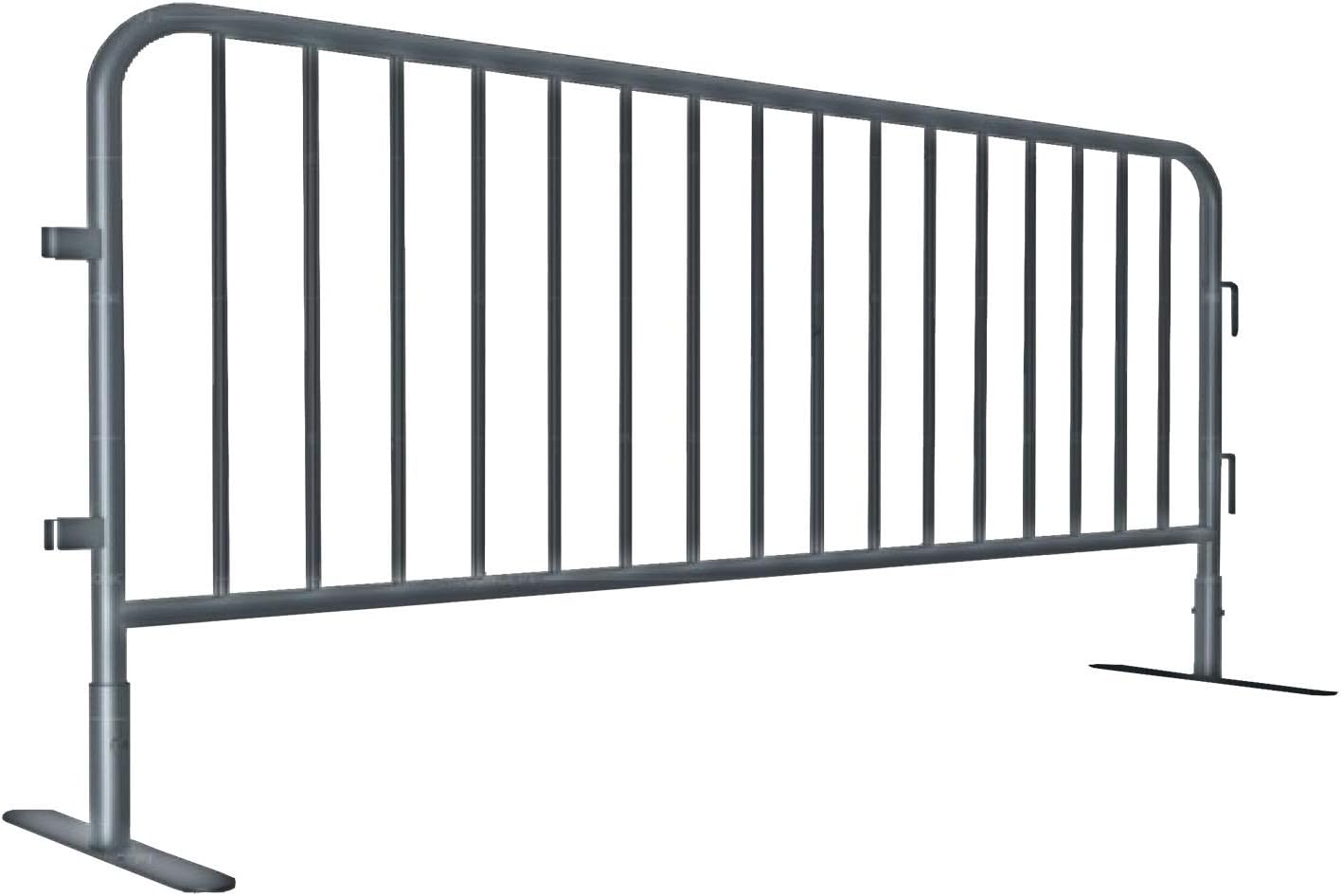 Electriduct 7.3 Feet Heavy Duty Galvanized Steel Barrier Interlocking Crowd Control Barricade with Flat Feet (Pack of 4)