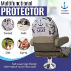Boat Seat Cover - Microfiber, Quick-Dry, Universal Fit, Stylish Bass Design for Captain's Chairs, Pontoon Towel Seat Covers