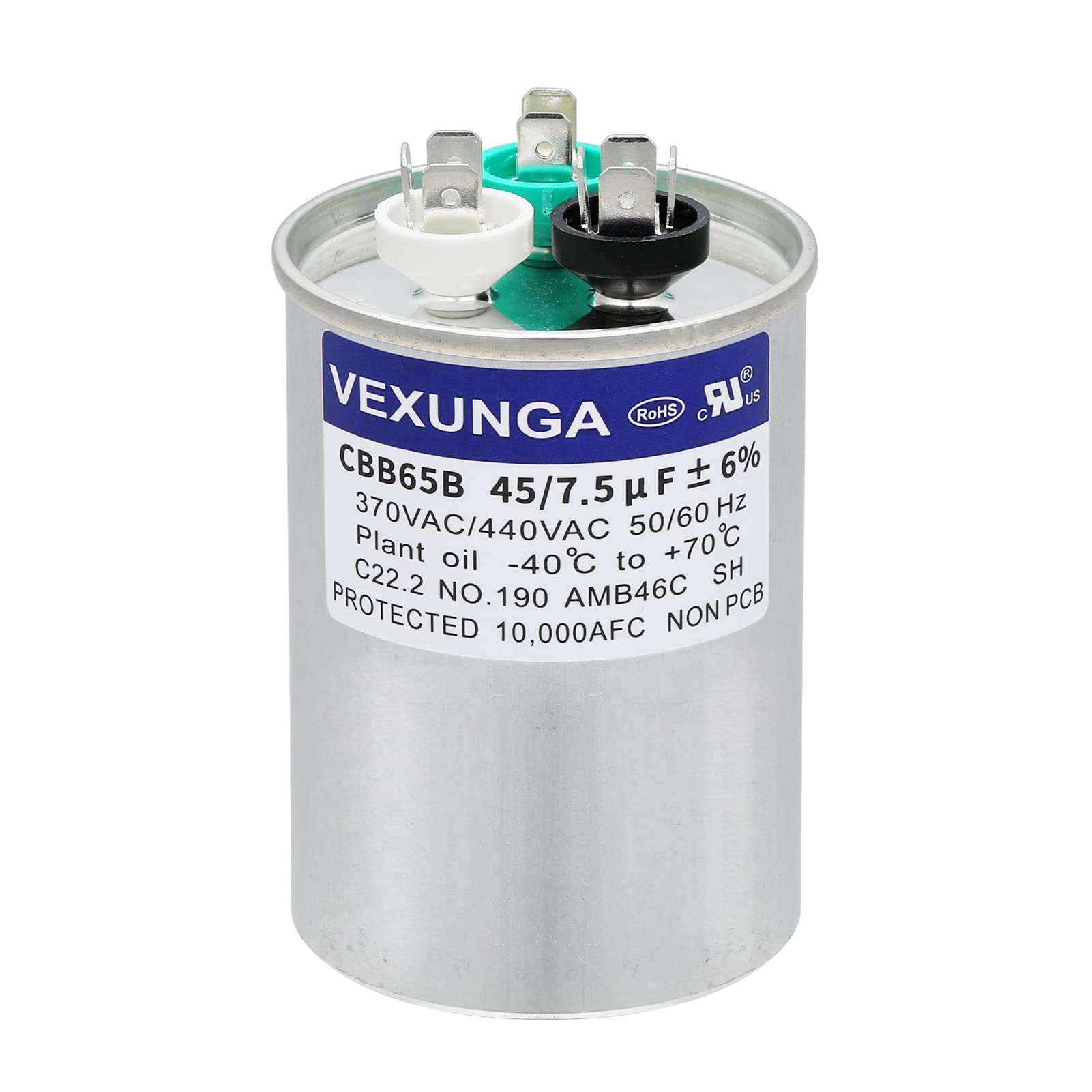 45/5 uF 45+5 MFD 370V or 440V Dual Run Start Round A/C Capacitor 45 5 uF 370 440 Volt VAC CBB65B Air Conditioner Capacitors for AC Unit Fan Motor Start or Heat Pump or Condenser Straight Cool