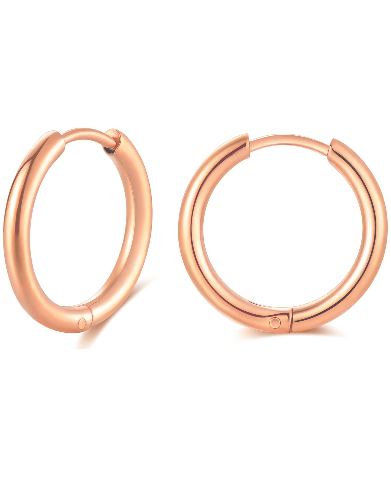 316L Surgical Stainless Steel Huggie Hoop Earrings 6mm 8mm 10mm 11mm 12mm 14mm Hypoallergenic Earrings Hoop Cartilage Helix Lobes Hinged Sleeper Earrings For Men Women