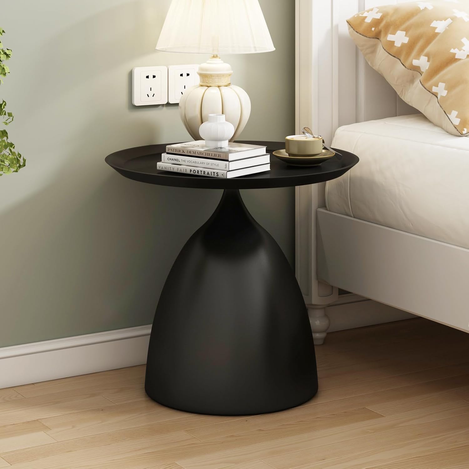 Nesting Tables, Black Side Tables, Modern End Tables for Living Room Nesting Coffee Table Set of 2,Console Table Pedestal Tables