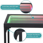 Infinity Mirror Light Table, Coffee Tables for Living Room, with 3D Infinity Illusion Mirror, RGB Side Table, with Tunnel Light, with Futuristic Decor, for Bedroom, Party