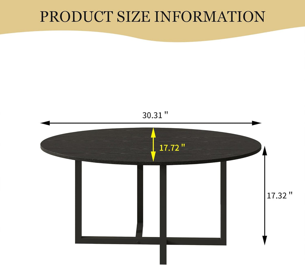 Oval Coffee Table for Living Room, Center Table Tea Table with Metal Frame for Living Room Home Office, Small Space, Easy Assembly, Black