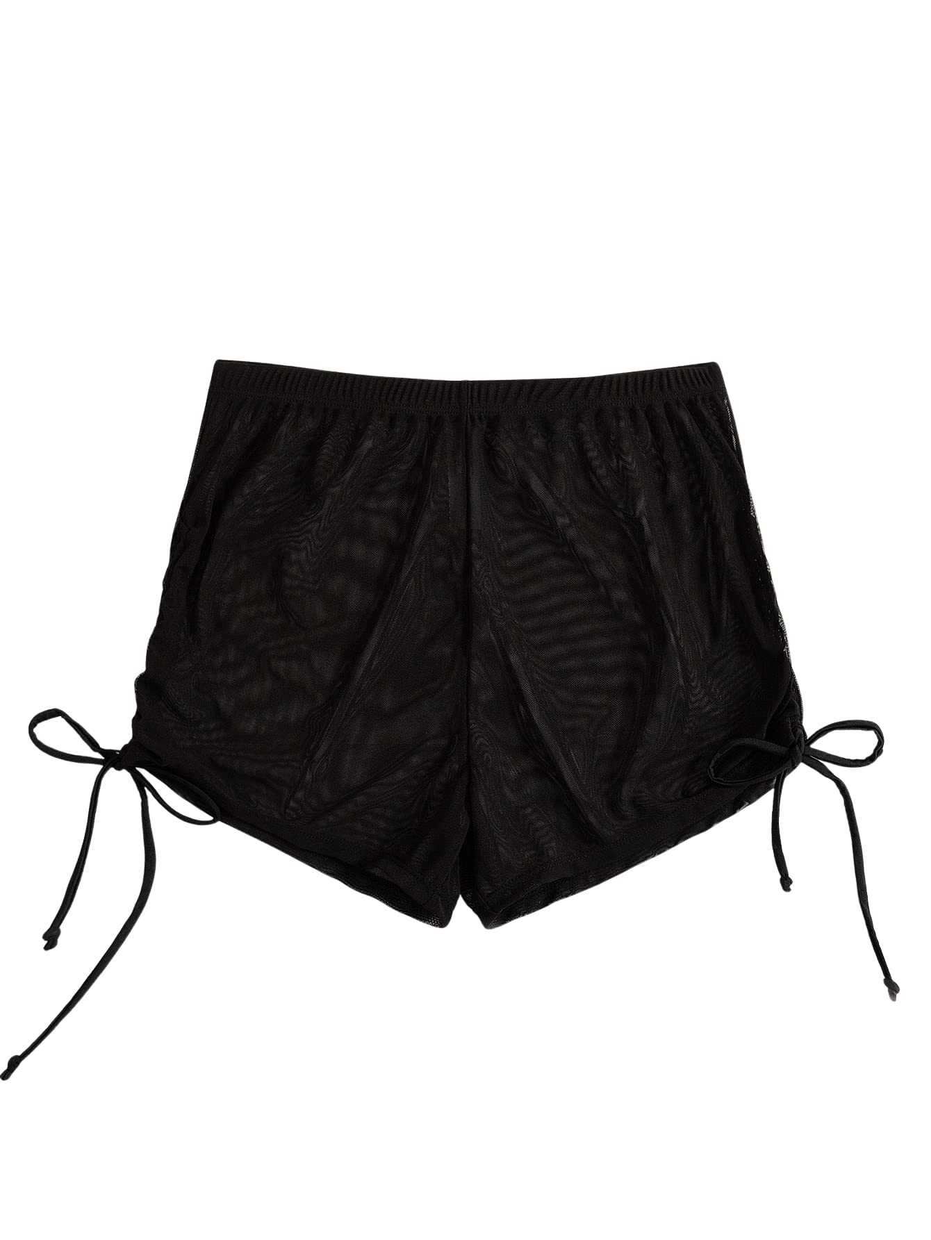 Bas de bikini en maille transparente latérale à cordon pour femme Verdusa, short de couverture de maillot de bain noir M