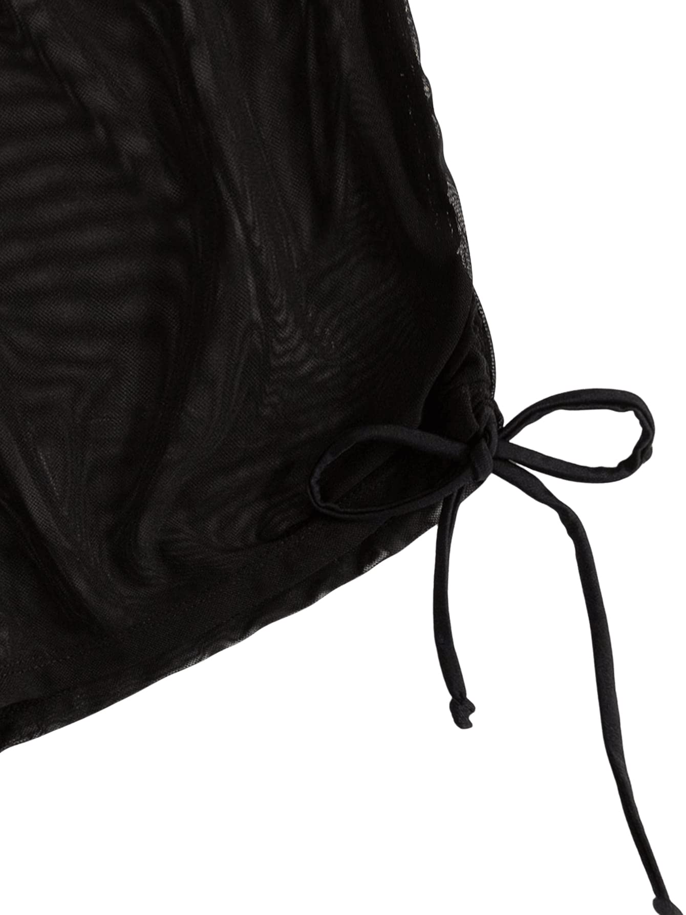Bas de bikini en maille transparente latérale à cordon pour femme Verdusa, short de couverture de maillot de bain noir M