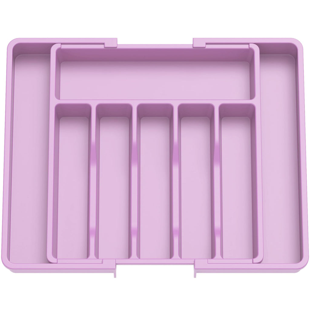 Lifewit Silverware Drawer Organizer, Expandable Utensil Tray for Kitchen, BPA Free Flatware and Cutlery Holder, Adjustable Plastic Storage for Spoons Forks Knives, 8.5-14 x 12", Black