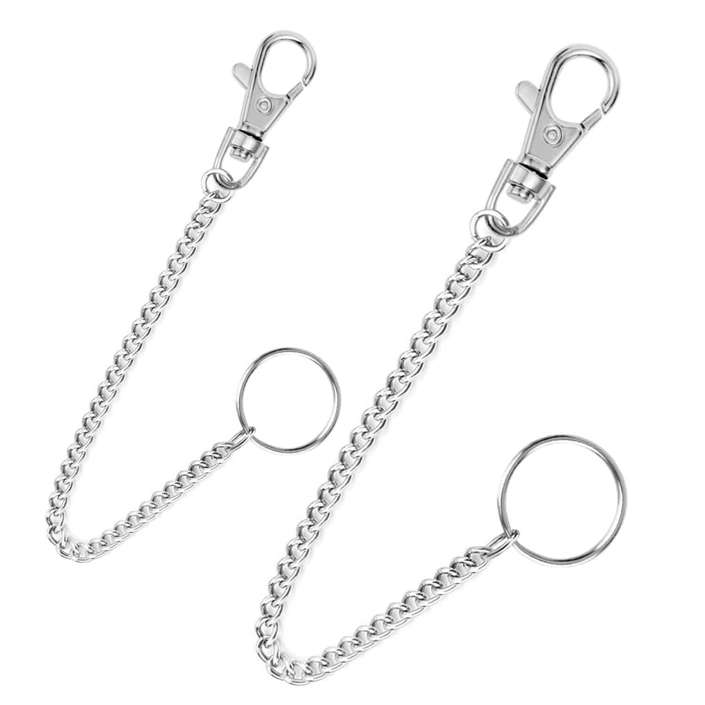 anezus 2Pcs Chain Belt Set, Wallet Chain, Pants Chain, Pocket Chain with Keyring for Pants Belt Jeans Wallets and keys (16” & 20”) - Grand Goldman