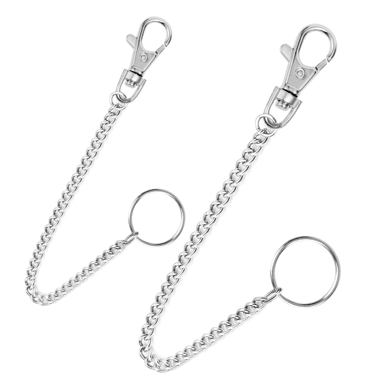 anezus 2Pcs Chain Belt Set, Wallet Chain, Pants Chain, Pocket Chain with Keyring for Pants Belt Jeans Wallets and keys (16” & 20”) - Grand Goldman