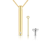 XIUDA Urn Necklace for Ashes Stainless Steel Cremation Necklace with Crystal Memorial Pendant Necklace