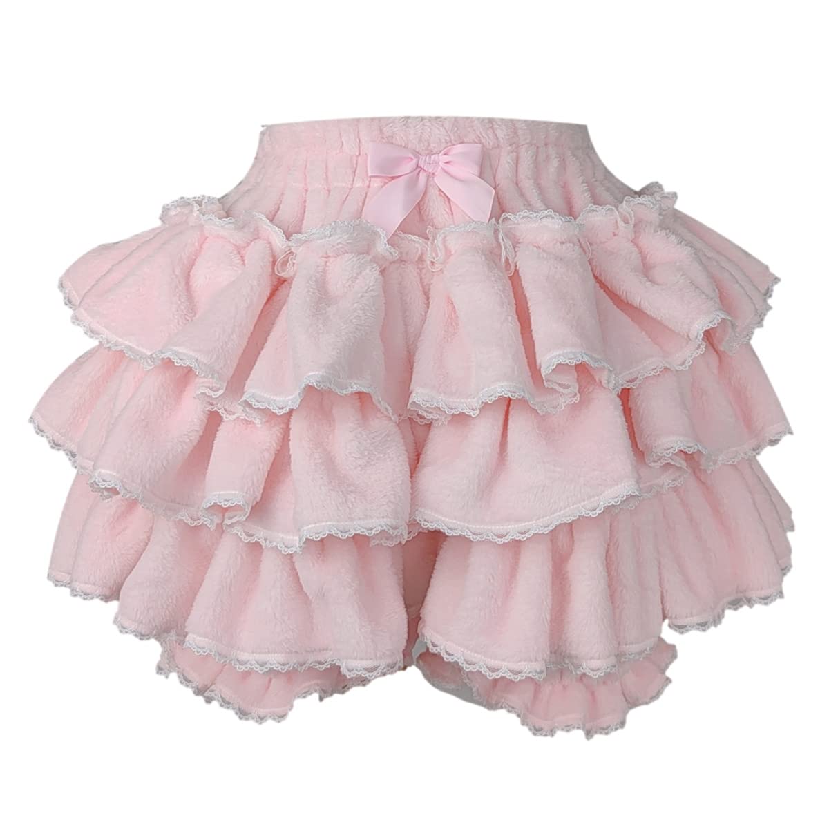 Women Lolita Bloomers Teens Cute Maid Tiered Ruffle Bloomer Shorts Kawaii Fuzzy Fluffy Pumpkin Pants Pettipants