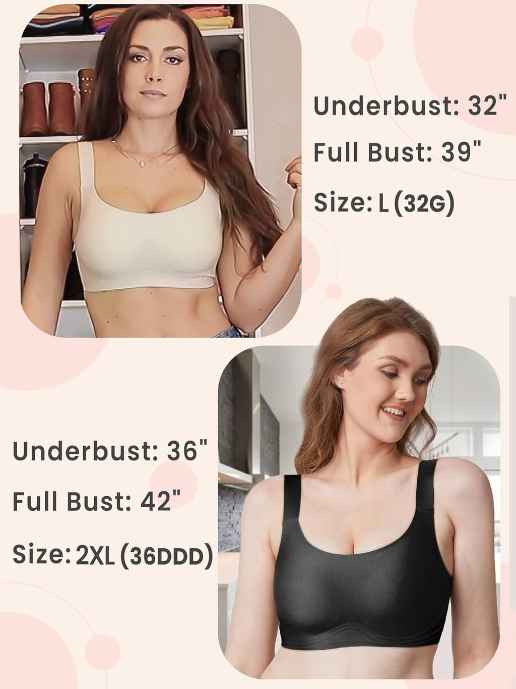 FORLEST Minimizer Bras for Women Full Coverage, Deep Cup Bra Hides Back Fat, Wireless Seamless Bras for Women No Underwire