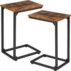 AMHANCIBLE C Shaped End Tables, TV Trays Set of 2 for Living Room, Slide Under Couch Table for Sofa, Bedroom, Small Space, Rustic Brown HET02CBR