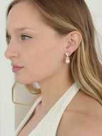 Mariell Pearl Drop Bridal Earrings with Cubic Zirconia Crystals and Ivory Pearls For Brides, Bridesmaids, Weddings, Jewelry Gift for Women