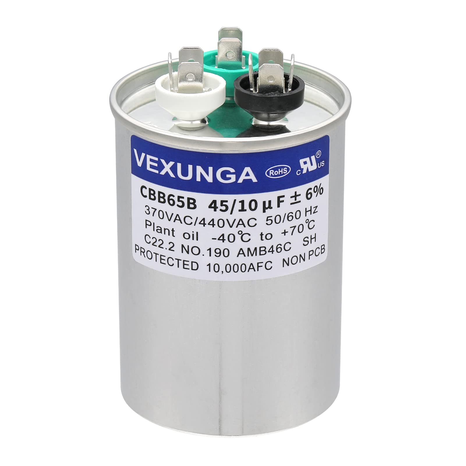 45/5 uF 45+5 MFD 370V or 440V Dual Run Start Round A/C Capacitor 45 5 uF 370 440 Volt VAC CBB65B Air Conditioner Capacitors for AC Unit Fan Motor Start or Heat Pump or Condenser Straight Cool