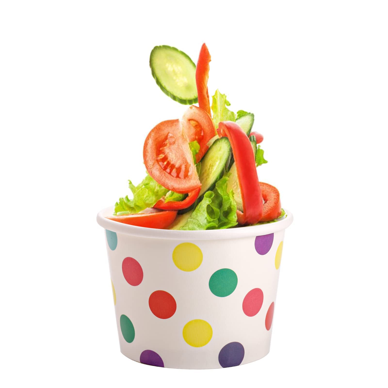 Dicunoy 60 Stück 8 oz Papp-Eisbecher mit Deckeln, Einweg-Sundae-Dessertschalen, Gefrorene Joghurtbehälter Partyzubehör für heiße und kalte Speisen, Suppe, gefrorenen Joghurt, Salat, Obst