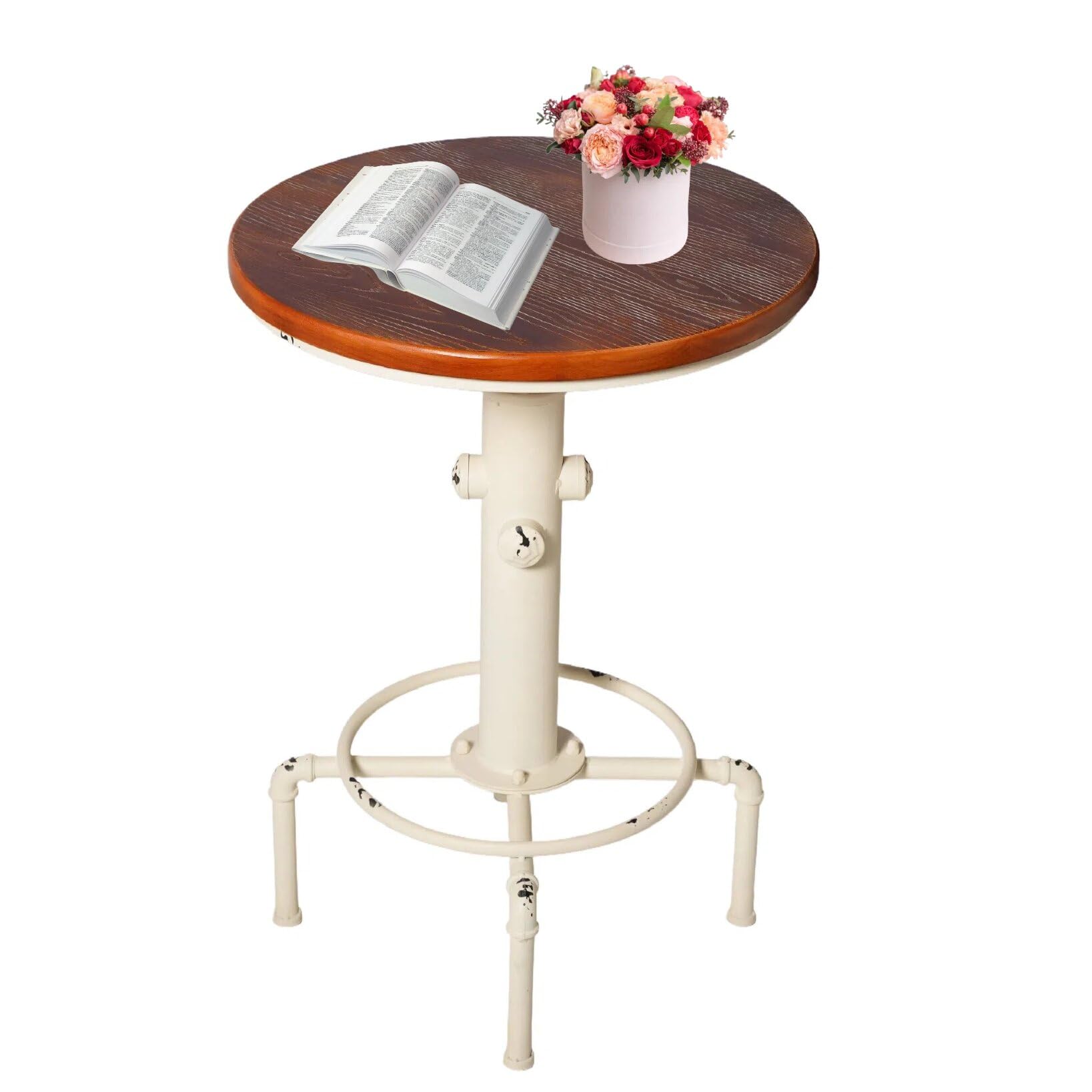 Topower Industrial Bar Table 31.5-41.3" Adjustable Pub Table Kitchen Dining Coffee Bistro Table (Bronze)