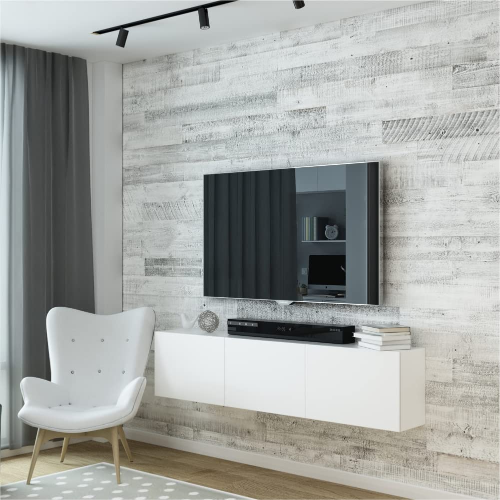 Białe odzyskane deski z drewna stodołowego postarzałe, przetarte, antyczne płytki, deski do paneli, drewniana ściana, drewniane tło, rustykalny wystrój farmy, fartuch kuchenny, rękodzieło DIY, długość 47" (szerokość 12, 4 cale)