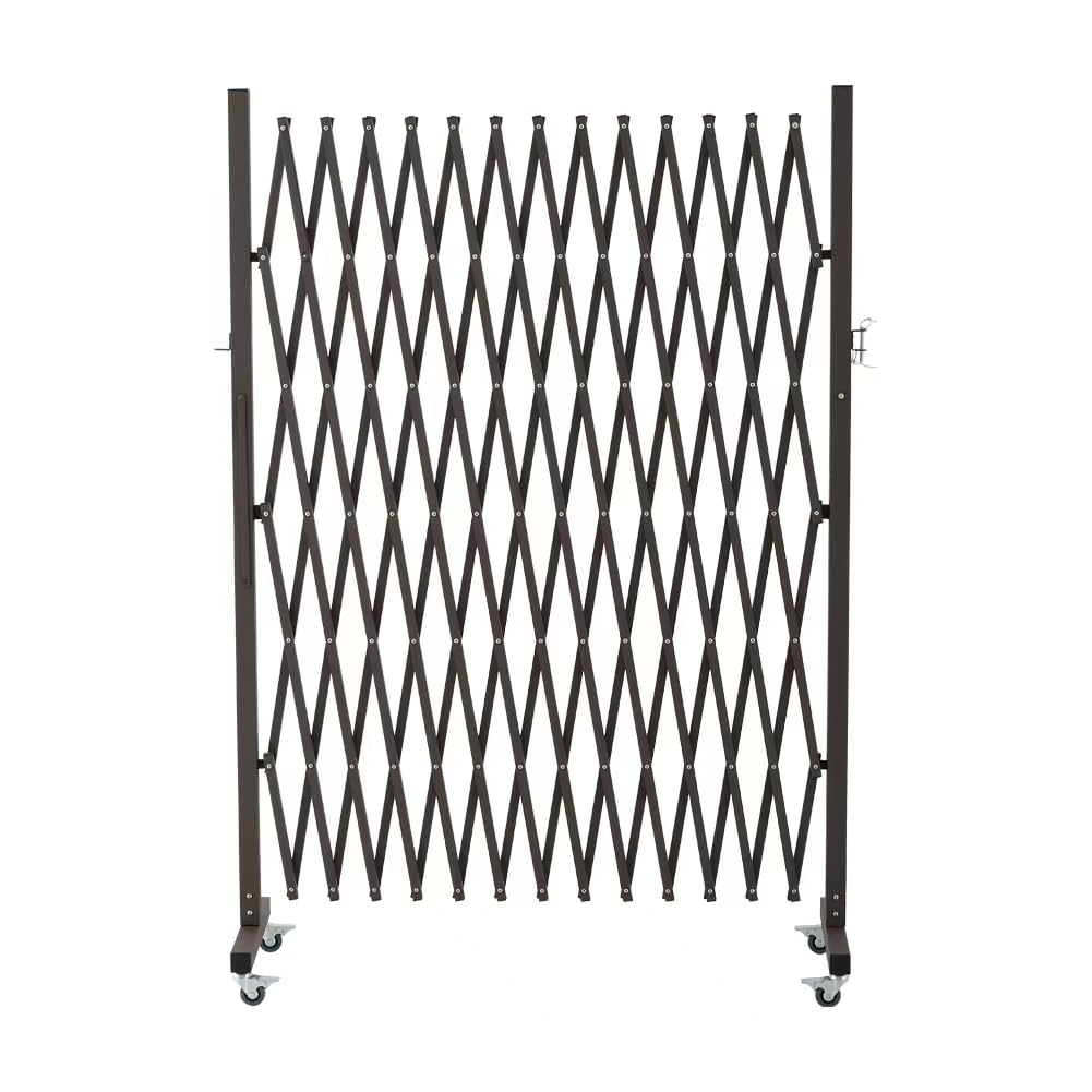 GYMTIME Expandable Barricade, Metal Safety Barrier with Casters, Mobile Folding Security Gate, 11 FT, Adjustable Traffic Temporary Fence for Warehouse Shopping Mall
